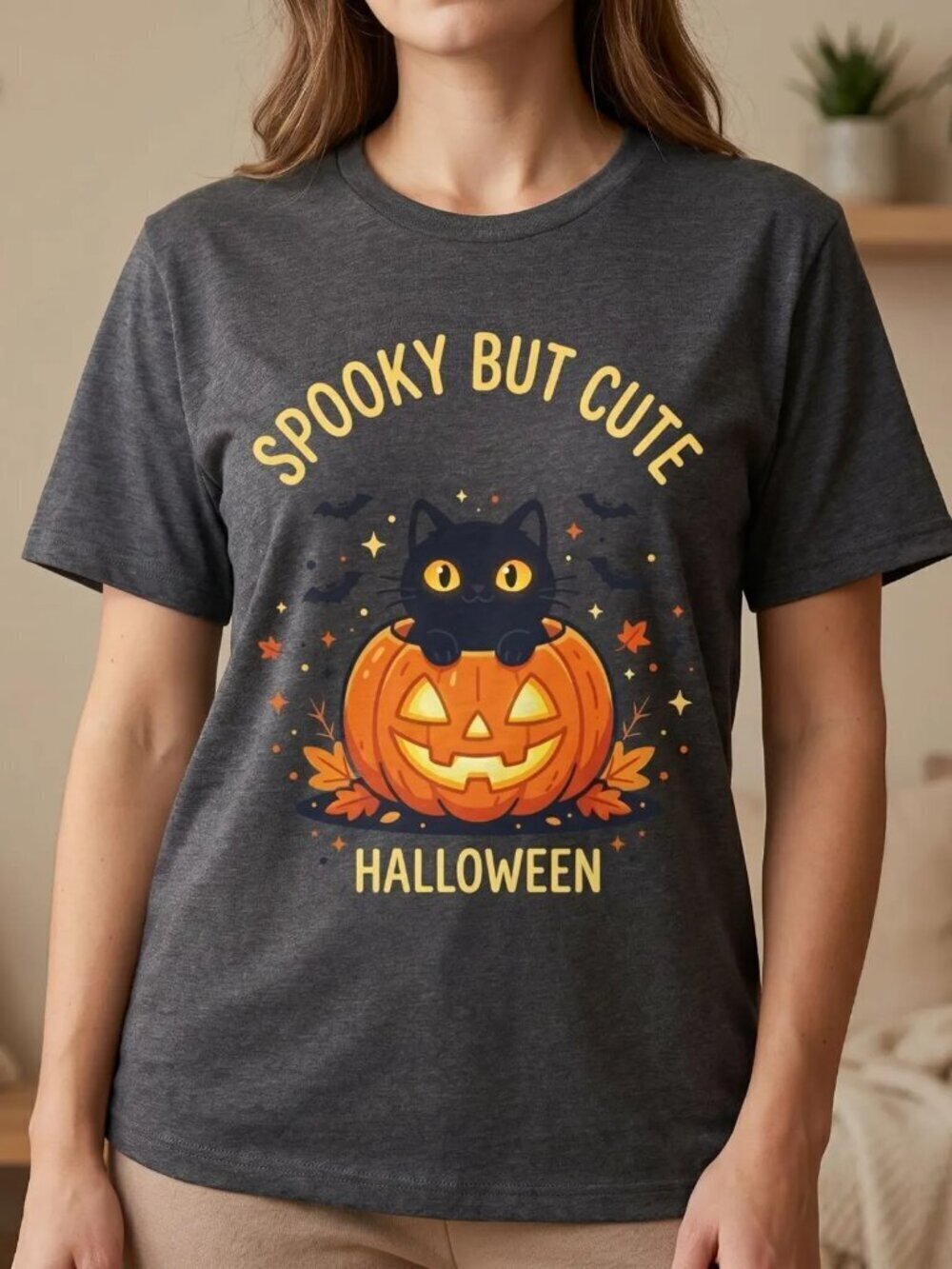 Black Cat Pumpkin Halloween T-Shirt